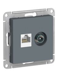 Розетка Systeme Electric ATLASDESIGN двойная компьютерная+ТВ RJ45+TV категория 5E грифель ATN000789