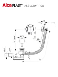 ����� ��� ����� Alcaplast A564CRM1-100 � �������� ���� ����� �������, ����� 100��, �������/������