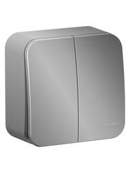 Выключатель Systeme Electric BLANCA 2клавишный наружный cх.5 с изол.пл., 10A 250B, алюм. BLNVA105013
