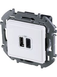 Розетка LEGRAND INSPIRIA  USB A C 240В/5В 3000мА белый 673760