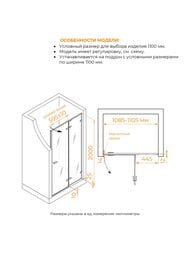 Душевая дверь RGW Stilvoll SV-004 (1100х2000) распашная, стекло 8мм матовое/хром 353200411-21