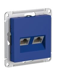 Розетка Systeme Electric ATLASDESIGN двойная компьютерная RJ45+RJ45 категория 5E аквамарин ATN001185
