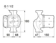 ����� �������������� GRUNDFOS UPS 25-100 180, 1�230�, 1 1/2", ��� ����, 95906480