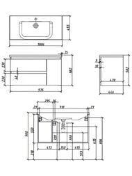 Тумба под раковину Caprigo Форте 100 Скайрос 976х582х446 подвесная, правая 36115R-RF15
