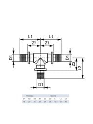 Тройник TECEflex 16х20х16 90°, бронза,   710601