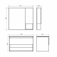 Тумба с раковиной COMFORTY Бордо-90 (900х550х470) подвесная, 1 ящ., ниша, дуб темный 00-00006671