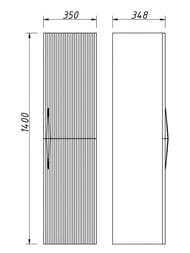 Пенал подвесной Caprigo Novara (350х1400х348) правый, графит, 2 двери 34950R-L810