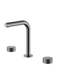 Смеситель Boheme Stick 152-GM.4 для раковины, на 3 отверстия, двухзахв, ручки spirale, графит