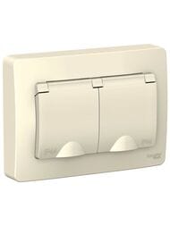 Розетка Systeme Electric BLANCA скрыт.устан. IP44 двойная с заземл., 16А, 250В, молочный BLNRS441122