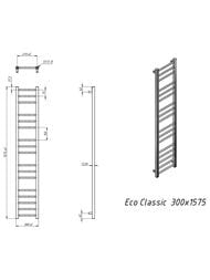 GROTA ECO CLASSIC Полотенцесушитель "Лесенка" 300x1575 полиров. нерж. сталь, диаг./ниж. покл. D-1/2"