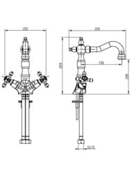 Смеситель Boheme Camelia для раковины, на 1 отверстие, двухзахватный, золото 292-Camelia — изображение 2