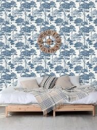 Обои виниловые на флизелине Grandeco Maison MN 3007 (0,53х10,05) деревья, синие (рул.)