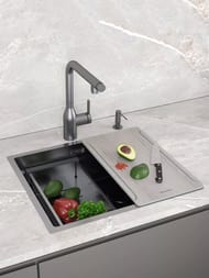Мойка нерж. сталь NEXT-MULTI SINK 54 UNI, PM785445-GM, вороненая сталь,540х450мм, Paulmark