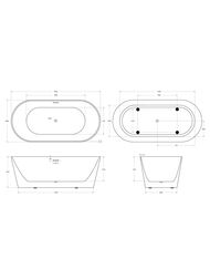 Ванна акриловая BelBagno BB416-1700-800 1705x800x615 отдельностоящая, овальная, белый