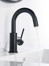 Смеситель для раковины Aquatek Европа AQ1307MB однозахватный, излив 132мм, б/дон. клап., черный мат