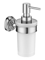 Дозатор для жидкого мыла Aquatek Классик AQ4505CR подвесной, стекло матовое, латунь, цвет: хром