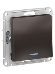 Выключатель Systeme Electric ATLASDESIGN 1-клавишный с подсветкой схема 1а 10АХ мокко ATN000613