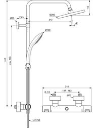 Ideal Standard CERATHERM T25 Душевая система A7545XG термостат для душа, верх душ/лейка, мат.черная