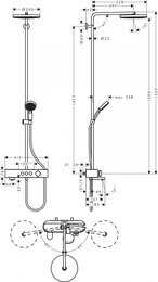 ������� ������� Hansgrohe Pulsify 24230000 Showerpipe 260 1jet � ����������� ��� �����, ����