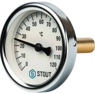Термометр биметаллический STOUT с погружной гильзой, Dn 63 мм, гильза 50мм 1/2", 0-120°С