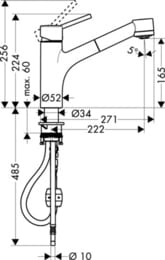 ��������� Hansgrohe Talis M52 ��� ����� 170 �������� ���������� ����� 2jet ���� 32841000
