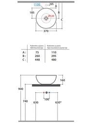 Раковина-чаша Globo T-Edge B6T37FE 370х160мм, накладная, без перелива, без отв. под смеситель, Felce