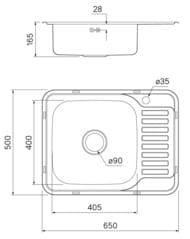 Мойка Iddis BASIC (650х500) нержавеющая сталь, прямоуг, чаша слева, цвет сатин BAS65SLi77