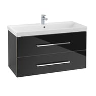 Тумба под раковину Villeroy & Boch Avento (980х452х514) 2 ящика, черное стекло A89200B3