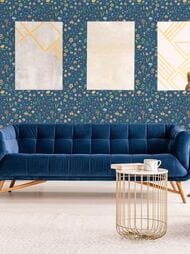 Обои виниловые на флизелине Grandeco Maison MN 3507 (0,53х10,05) цветы, синие (рул.)