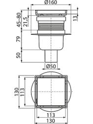 ������� ���� Alcaplast APV240S (130x130/50) ������ ��������, ������� ����.�����, ������.�����������