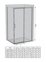 ������� ������ RAVAK MATRIX MSDPS-100/80 R (1005�805�1950) ���������� �����, �����+Transparent