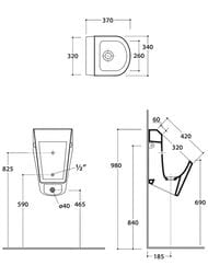 Писсуар подвесной Globo Forty3 (370х340х570) со скрытым креплением, белый FO029BI