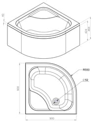 ������� ������ AM.PM Gem Deep (900�900�464) � �������, ����� W90T-401A090W