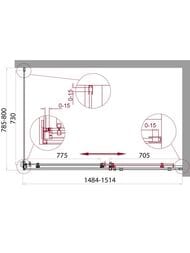 ������� ������ BelBagno Acqua (1484-1514x785-800x1950) AH-1-150/80-C-Cr ������ ����������/����