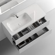 Тумба под раковину SANCOS Snob T (995х445х500) подвесная, левая, два ящика, Bianco SNT100LW