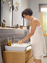 Смеситель для раковины Hansgrohe Rebris E 72560000 однозахватный, CoolStart, излив 109мм, хром — миниатюра 3