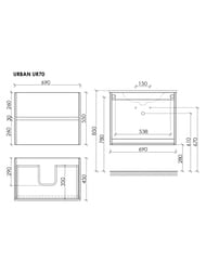 Тумба под раковину SANCOS Urban (690х450х550) подвесная, 2 ящика с доводчиками, белый глянец UR70W
