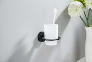 Стакан для зубных щеток Aquatek Оберон AQ4204MB подвесной, стекло матовое, латунь, черный матовый