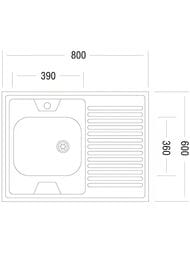 Мойка накладная Ukinox Standart 800х600 матовая нерж. сталь 0,5мм, слив 1 1/2, STD 800.600 ---5C 0LS