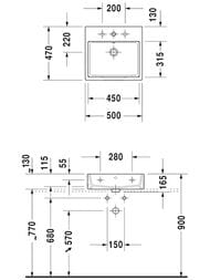 Умывальник Duravit Vero Air 500х470 1 отверстие под смеситель, с переливом 2350500000