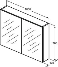 Зеркало-шкаф Ideal Standard MIRROR&LIGHT (1000х700х170) подсветка, розетка, космет зеркало T3498AL — изображение 2