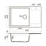 Мойка Omoikiri DAISEN 78-LB-PA (780х510х230) врезная, артгранит, пастила 4993688