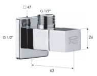 Запорный вентиль 1/2*1/2 Remer 128S1212, хром — миниатюра 2