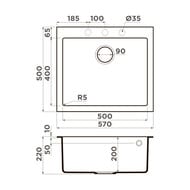 Мойка Omoikiri BOSEN 57-SA (570х500х220) врезная, тетогранит, бежевая 4993147 — изображение 3