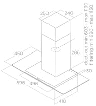 Вытяжка ELICA Flat Glass IX/A/60 LED, 600х450 мм, 700 м3/ч, 140 Вт, нерж.сталь 68516391A