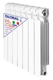 Радиатор биметаллический, 12 секций GLOBAL STYLE PLUS 500 ВШГ 575х960х95 2220 Ватт