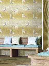 Обои виниловые на флизелине Decori-Decori Zen (1,06х10,05) желтые, животные 72904 (рул)