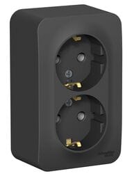 Розетка Systeme Electric BLANCA наружная двойная с заземл. изол.пл., 16А, 250В, антрацит BLNRA010216