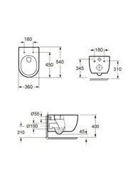Унитаз Jacob Delafon Vox EDAV102-00 (360х540х400) подвесной, безободковый, смыв торнадо, белы