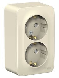 Розетка Systeme Electric BLANCA двойная, с заземлением, со шторками, 16А, 250В, молочный BLNRA011212